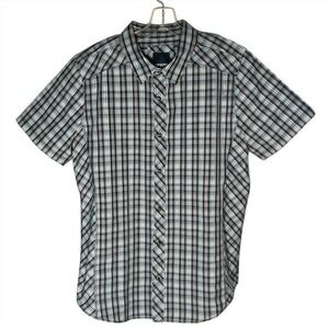 prAna Casual‎ Short Sleeve Button Down Shirt  Men's L Plaid Organic Cotton Blend